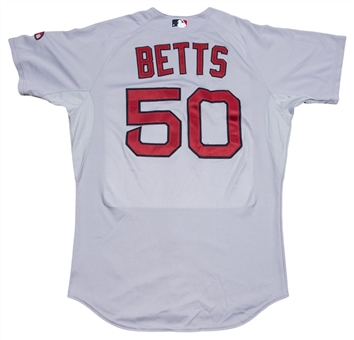 2014 Mookie Betts Game Used & Photo Matched Major League Debut Boston Red Sox Road Jersey Used For First Career Major League Hit On 6/29/14 (MLB Authenticated & Sports Investors)